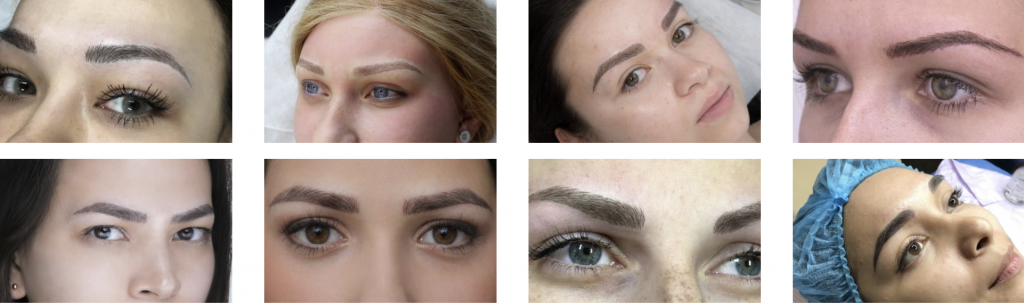 collage of microblading results
